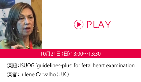 演題：ISUOG ‘guidelines-plus’ for fetal heart examination　演者：Julene Carvalho（U.K.）