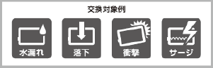 交換対象例 水漏れ 落下 衝撃 サージ